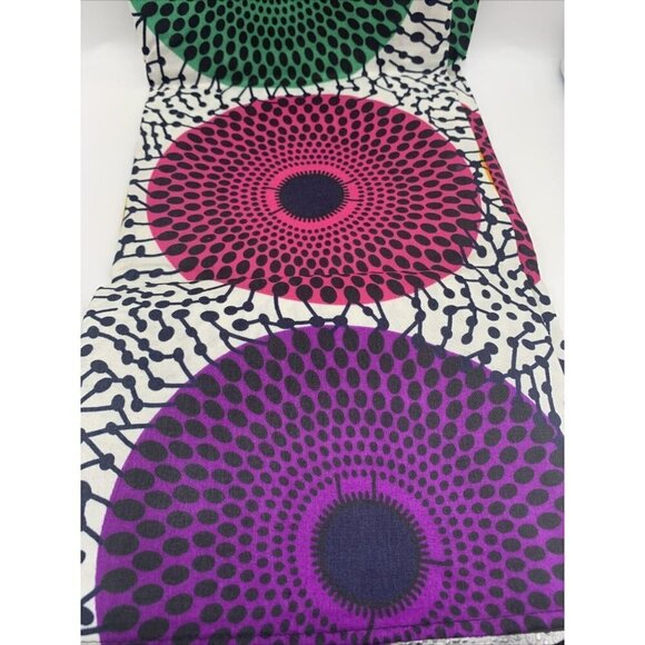 African Print Fabric Scarf for Women Orange Green Purple Pink Circle Print - Picture 4 of 4